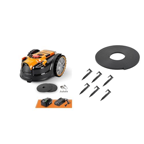 LawnMaster OcuMow™ VBRM601YCM MAX Perimeter Wire Free Robot Lawn Mower Cuts Small Lawns 2000-3500 Square Feet with Optical Navigation, Obstacle Avoidance, Low Noise and No Go Function