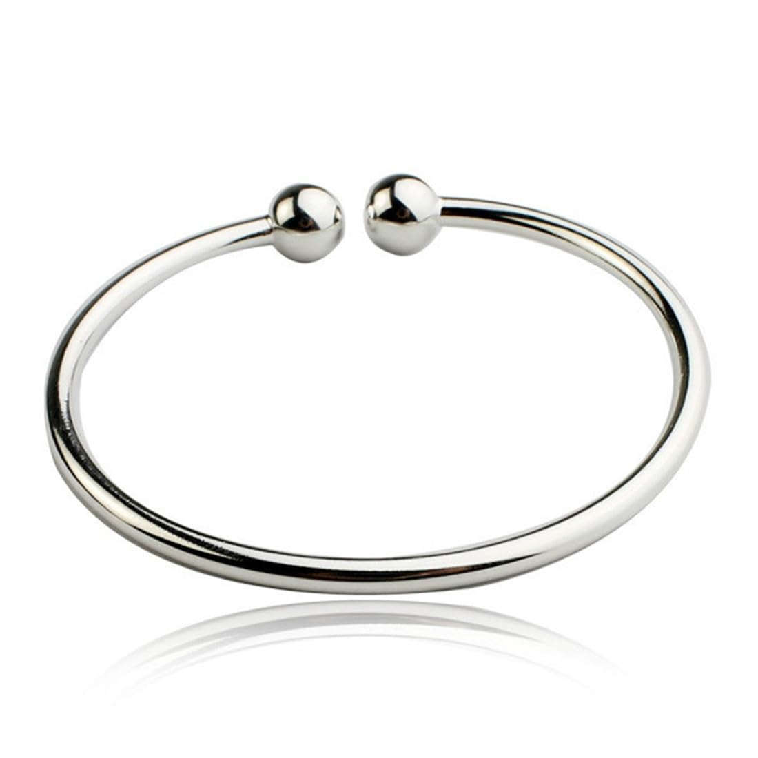 Abiotp 925 Sterling Silver Cuff Bangle Bracelets Adjustable Silver Bracelets for Women Fashion Simple Bangles Mom Wife Mothers Day Valentine Christmas Day Gift