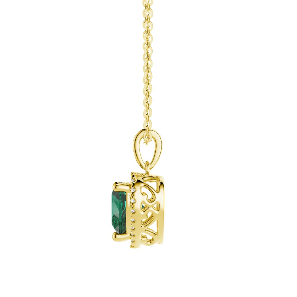 MSBLUE® 1 CT. Emerald Infinity Heart Pendant withs | 14K Yellow Gold Vermeil May Birthstone Necklace | Perfect For Women's Gift & Anniversary