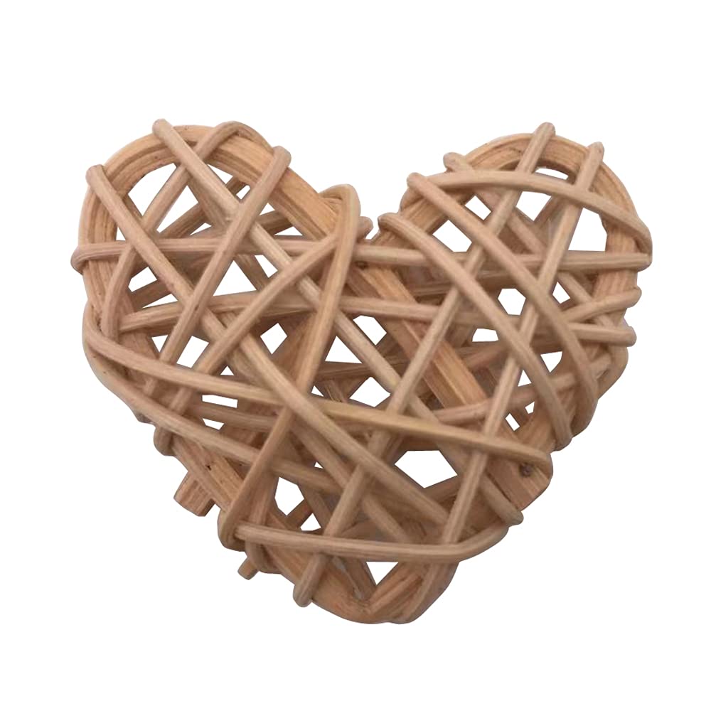 Heart Rattan Ball Sepakraga Vase Filler Ball Craft Photo Shooting Props for Garden Home Decor Christmas Tree Ornament Wedding Birthday Valentine's Day Baby Shower (Natural 5cm 20pcs)