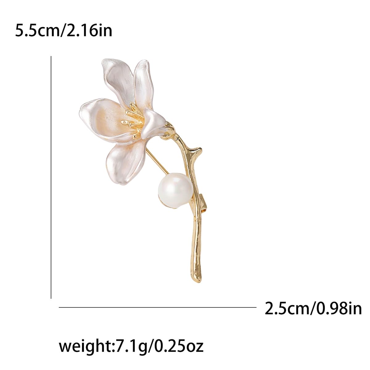 Vcagirest Elegant Trumpet Flower Brooch Enamel Trumpet Brooch Lapel Pins White Flower Brooch Clothing Hat Suit Bag Jewelry Accessories for Women