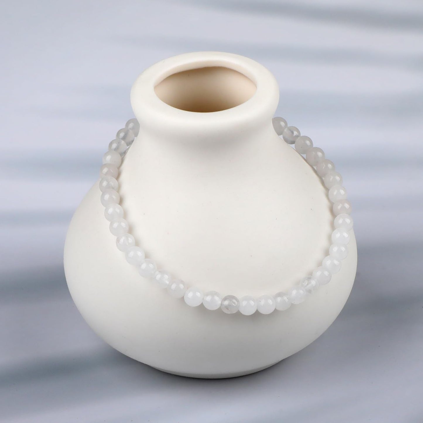 LPBeads Handmade Natural Gemstone Stretch Elastic 4m White Jade Bracelet Healing Crystal Round Stone Beads Jewelry Gifts for Women Men