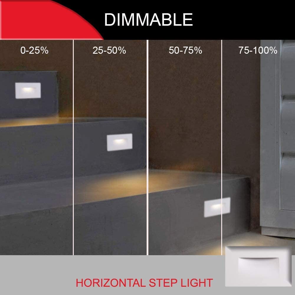 Ciata LED Stair Lights Indoor, Step Lights Outdoor Light 3 Watt, Warm White Stairway Lighting for Outdoor and Indoor Stairs 3000K Concrete, Home Theater Lighting, White Finish, Horizontal, 3 Pack