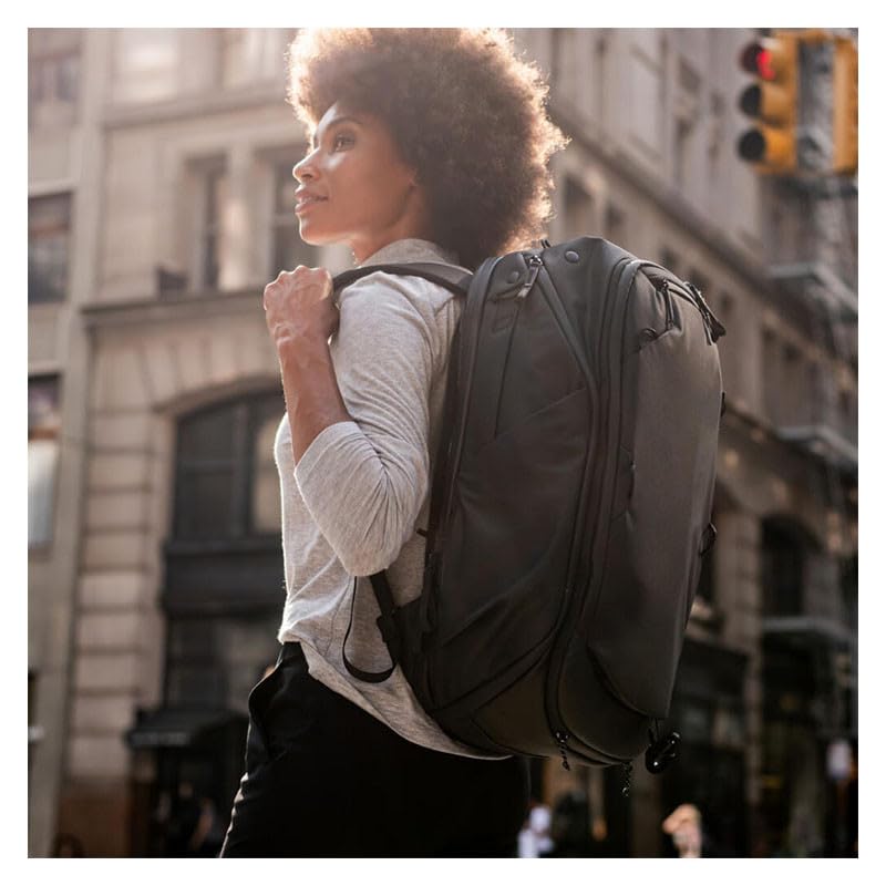 Peak Design Travel Backpack 45L, Black, Expandable 35-45L Design, Rear and Top Access, Weatherproof Shell, Laptop Sleeve, Ideal for Travel or Everyday Carry, Versatile Backpack for Men and Women