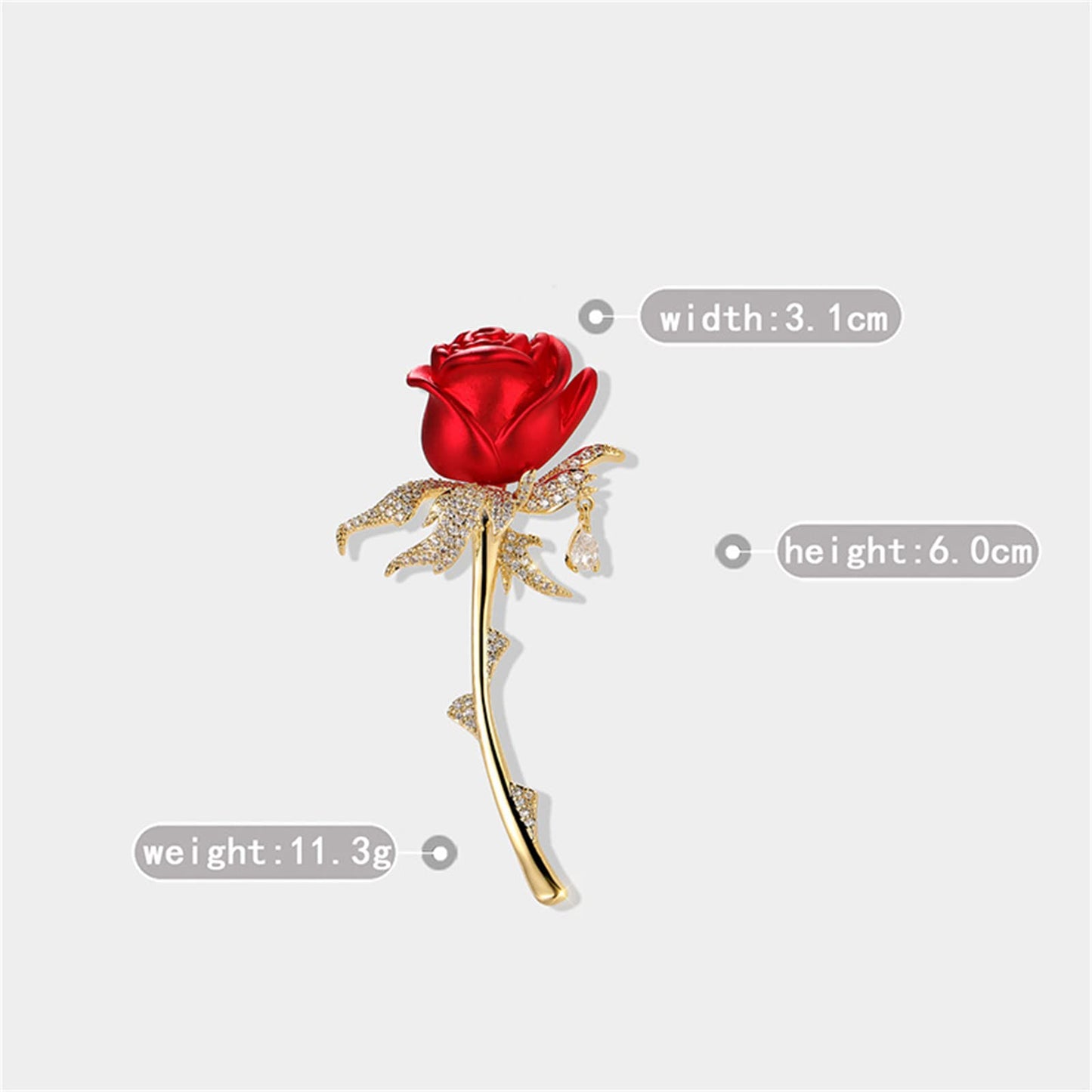AILONMEI Elegant Pearl Flower Designer Brooch Pins Broches Costume Jewelry For Women Fashion Christmas Gift (Red Rose)