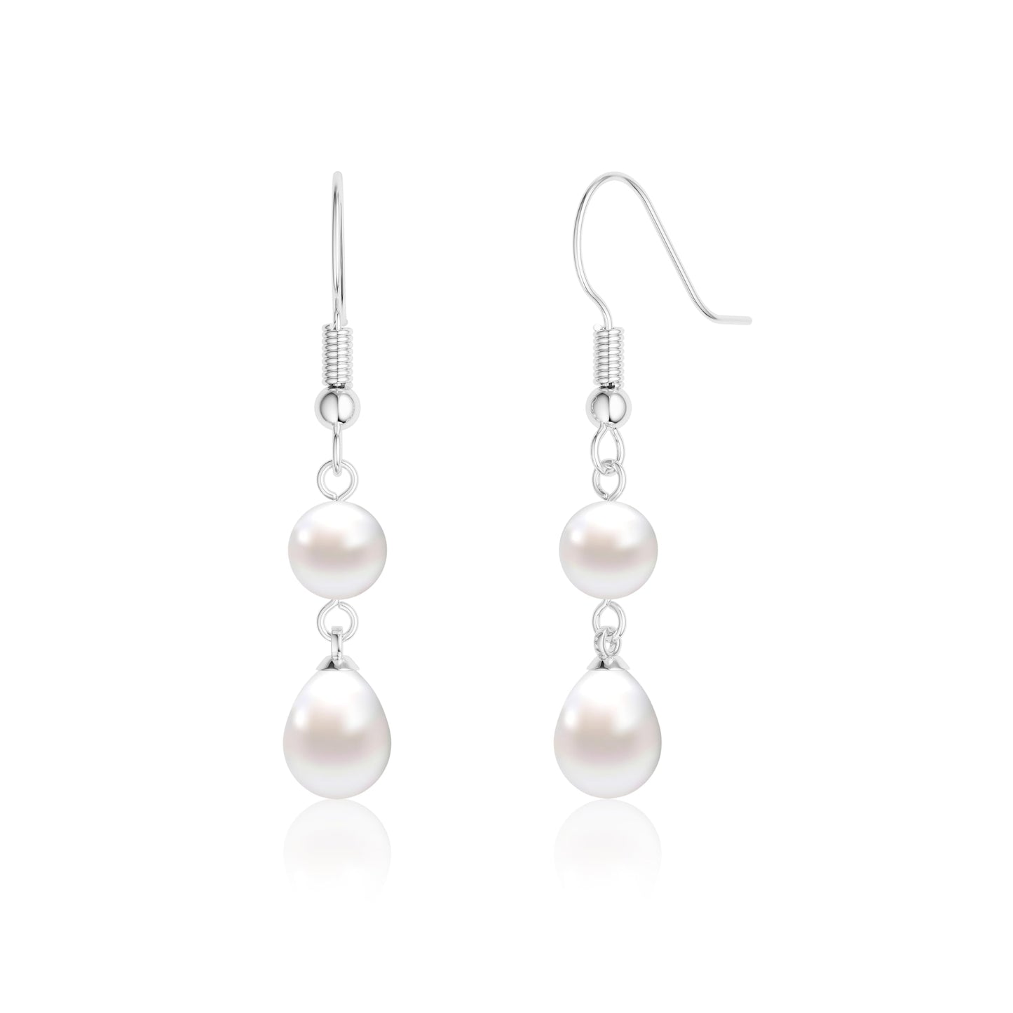 Freekiss Silver Pearl Drop Earrings for Women: Trendy Dangle Earrings Dainty Hypoallergenic 925 Sterling Silver Plated Wedding Earrings Long Double Pearl Earring Set Womens Silver Jewelry