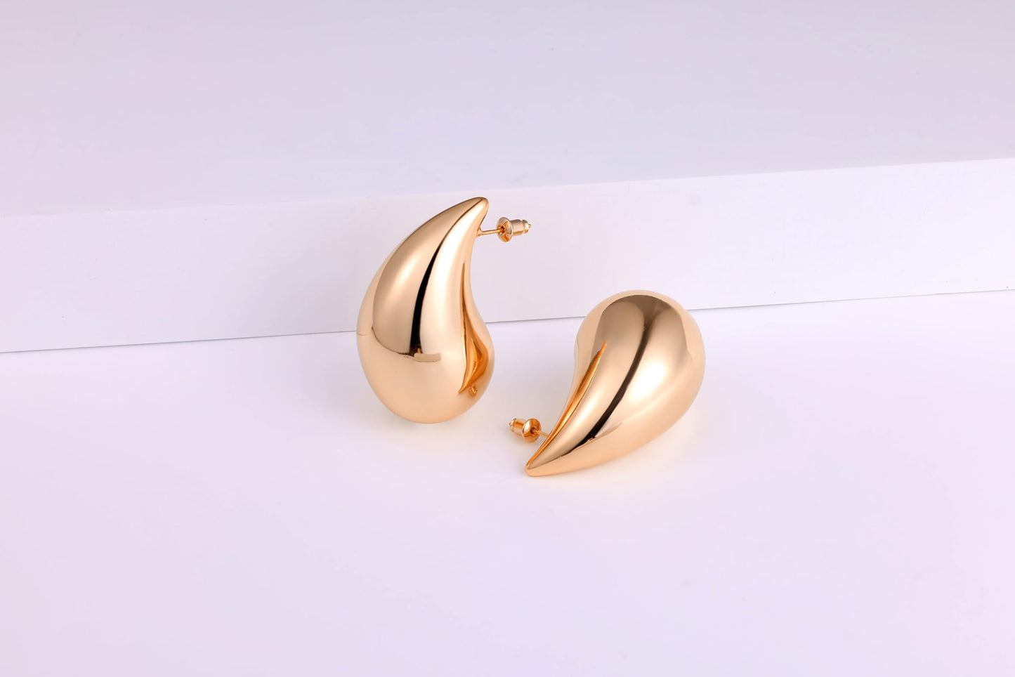 Gacimy 14K Rose Gold Plated Teardrop Earrings Dupes for Women, Chunky Drop Earrings for Women with 925 Sterling Silver Post, 1.7Inches Rosegold