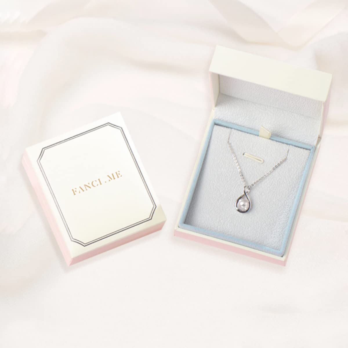FANCIME White Pearl Necklace June Birthstone Necklace for Women, 925 Sterling Silver Dainty Infinity Pendant Fine Jewelry Birthday Mothers Day Gifts for Women Her Mom Daughter, 16+2 Inch