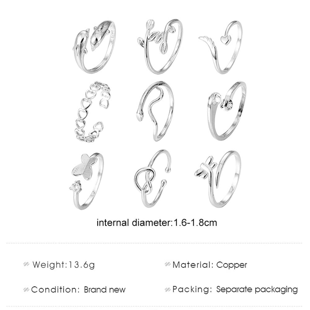 Vivian&CD 925 Silver Toe Rings Set for Women, Open Band Adjustable Non Tarnish Toe Ring, Beach Foot Jewelry for Summer, Stylish and Dainty Toe Rings (Silver)
