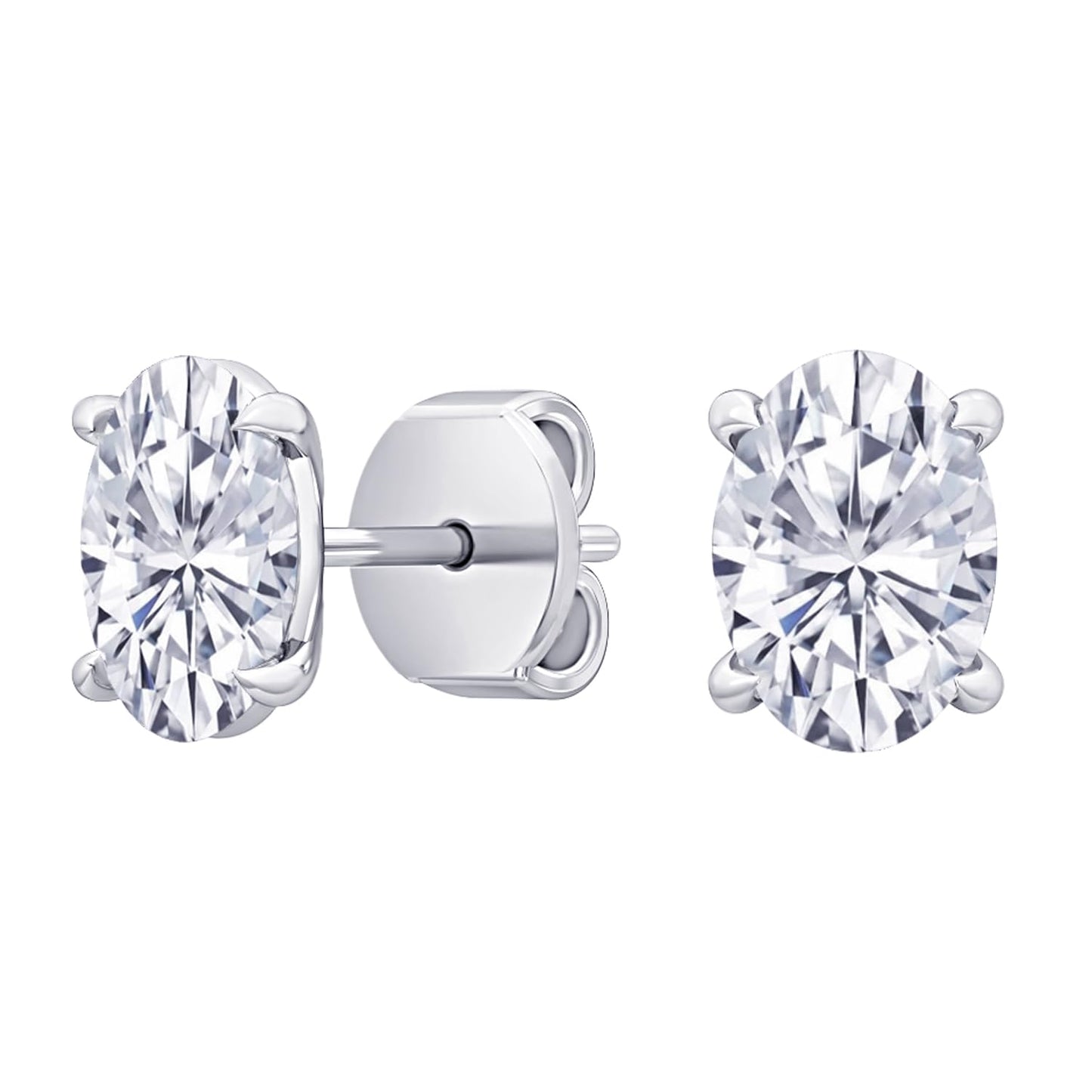 18K White Gold 0.5 Carat Oval Shape LAB GROWN Diamond IGI Certified Stud Earrings for women 4 Prong Push Back (E/F Color VS2/SI1 CLARITY)