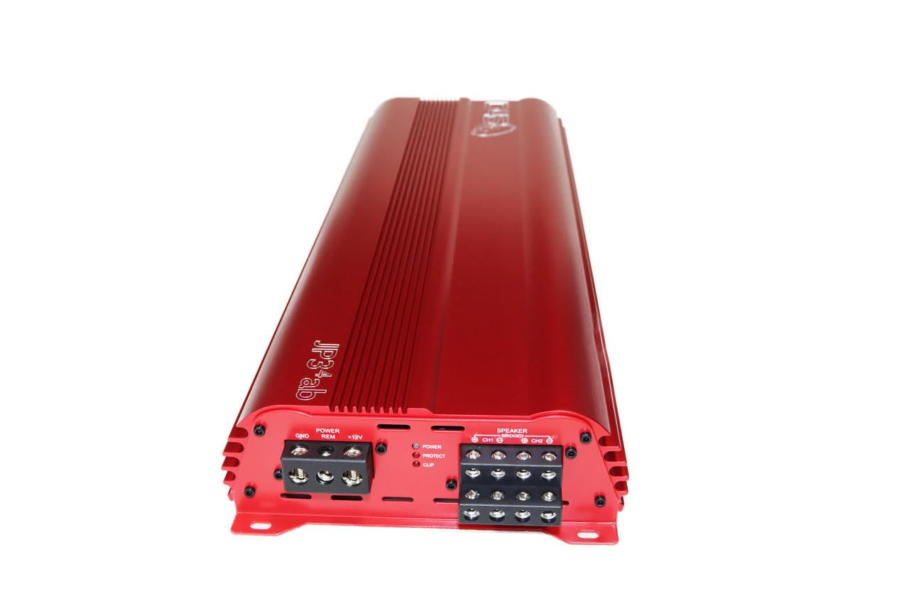 DOWN4SOUND JP34 AB RED 4 Channel Car Audio Amplifier | 590W RMS Class AB Power Amp | Car Stereo Speaker Amplifier | High-Performance Automotive Sound