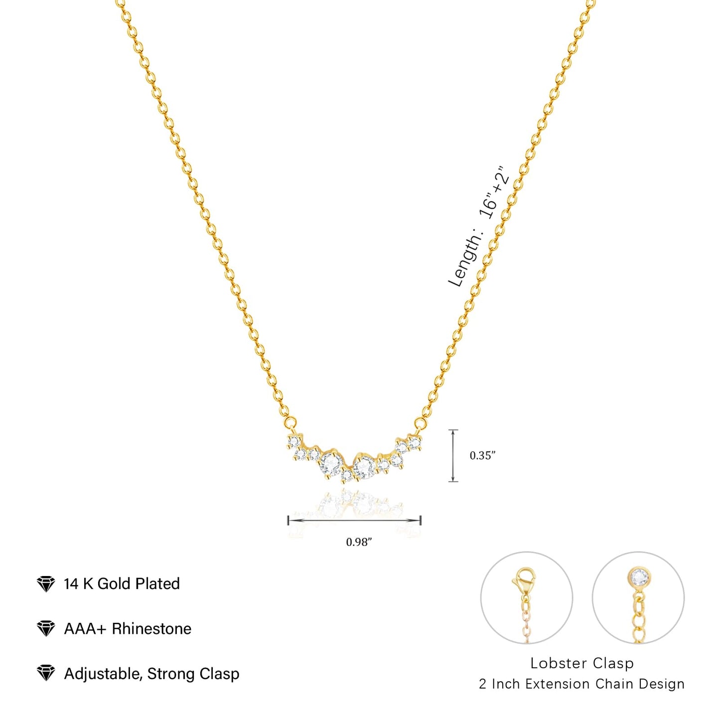 Zeffy CZ Diamond Necklace for Women Dainty Small Cute Square Cubic Zirconia Splints Solitaire Pendant Necklace for women Jewelry for Women Gifts