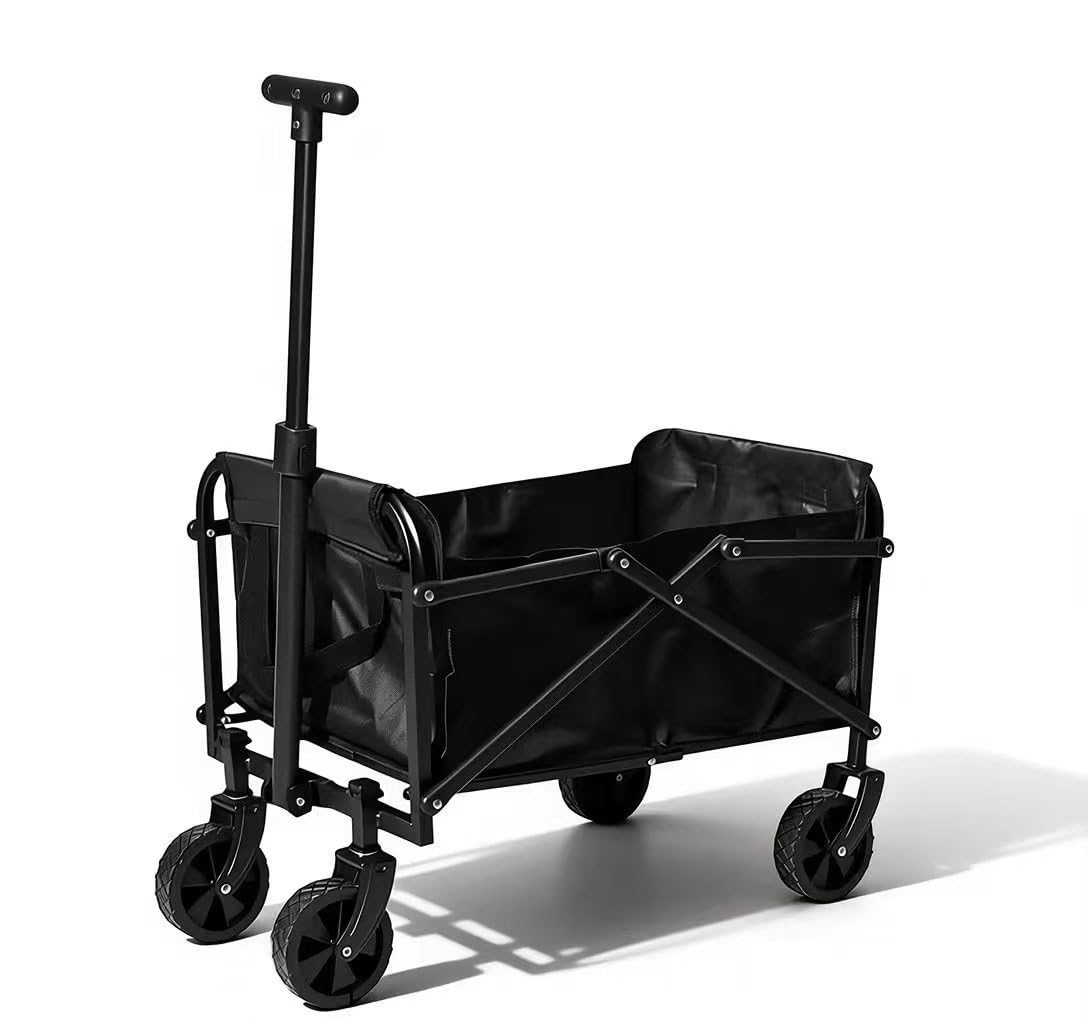 Opkkcun 120L Small Collapsible Wagon Cart Foldable Garden Cart with All Terrain Wheels, Lightweight Portable Utility Wagon for Beach, Camping, Grocery, Shopping, Outdoor Sports