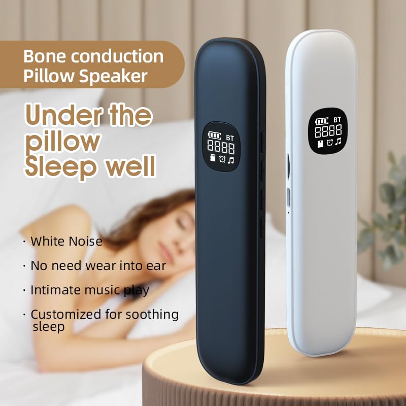 Pillow Speaker for Deep Sleep - Wireless Bluetooth Bone Conduction, Built-in White Noise & Adjustable Timer | TF Card Supported, Ideal for Side Sleepers & Insomniacs