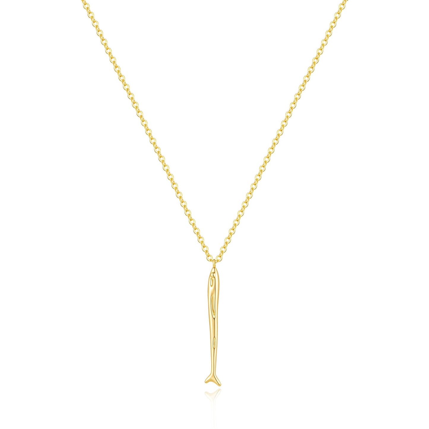 GUOKE Gold Long Fish Necklace for Women – 14K Gold Plated Fish Pendant, Dainty Long Pendant Necklace, Minimalist Jewelry for Her