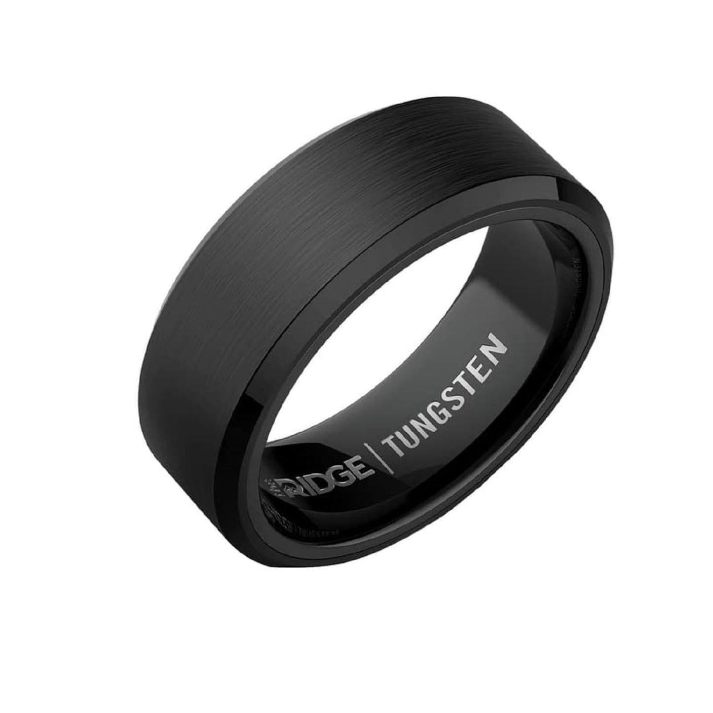 The Ridge Royal Black Beveled Ring Comfort Fit Wedding Band - 9