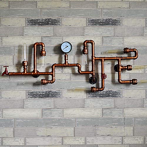 LITFAD Industrial Wall Sconce Vintage 47" Multi Lights Farmhouse Wall Light with 8 Lights and Water Pipe Bar Style Antique Wall Lamp for Living Room, Hallway, Restaurant