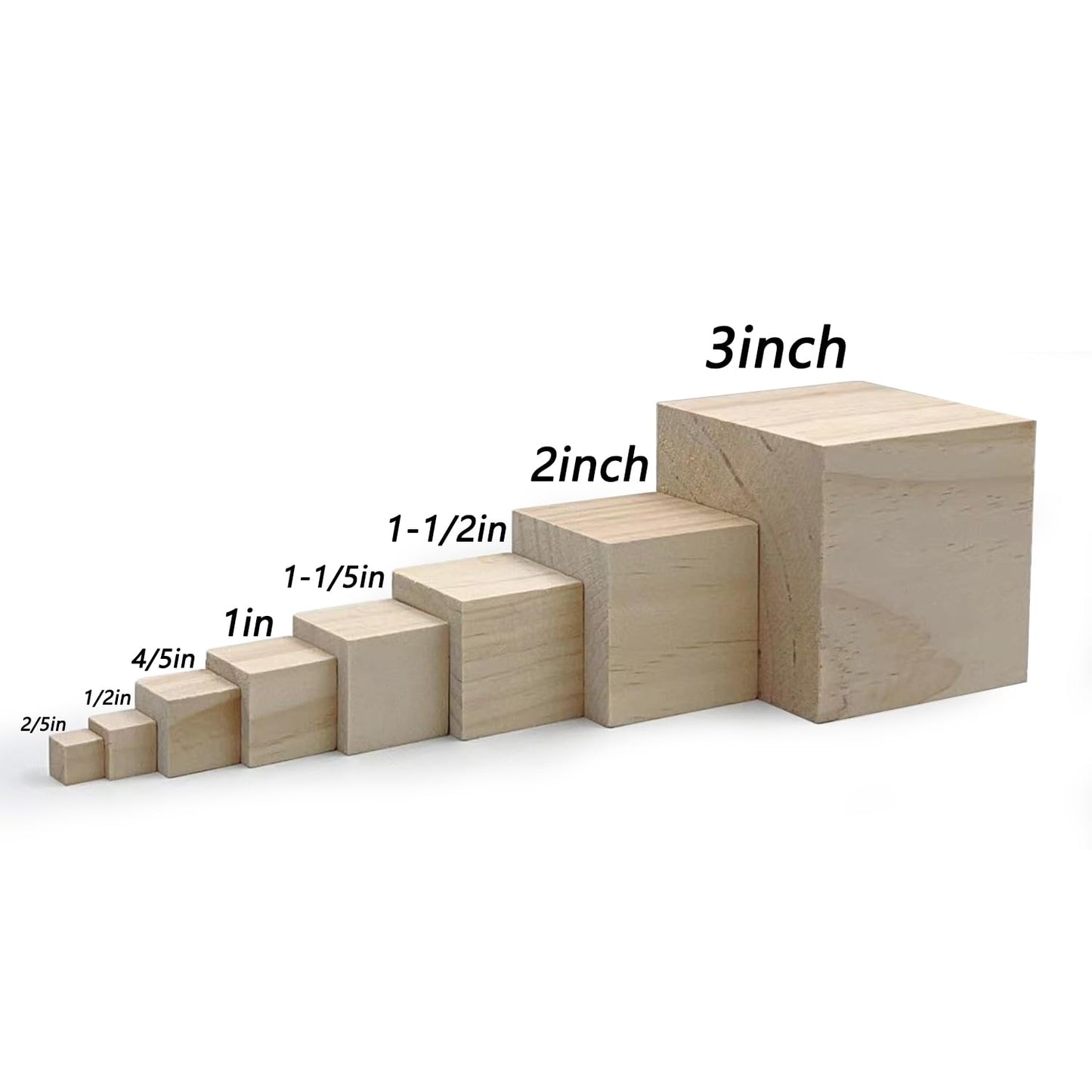 Wood Blocks for Crafts, Large Unfinished Wood Cubes, 3 Inch Natural Wooden Blocks, Pack of 2 Pine Square Blocks for Arts and Crafts and DIY Projects