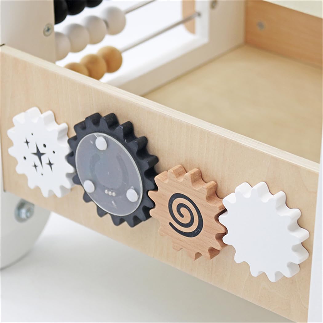 Wooden Baby Walker Activity Cubes,Baby Push Walker Toy for Toddler, 5in1 Montessori Learning&Educational Toys for 1+ Year Old Boy Girl | Sorting&Stacking | Bead Mazes and Counting Toys