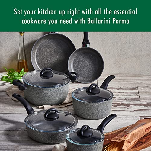 BALLARINI Parma by HENCKELS 10-pc Nonstick Pot and Pan Set, Made in Italy, Set includes fry pans, saucepans, sauté pan and Dutch oven with lid,Gray