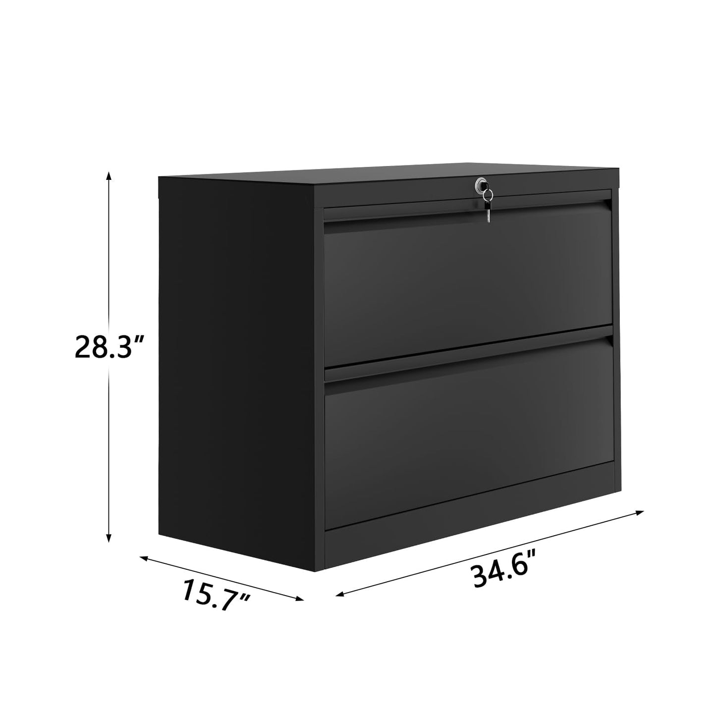 GarveeHome 2-Drawer File Cabinet with Lock, Metal Lateral Filing Cabinets for Letter/Legal Size Documents, Heavy Duty File Storage for Home Office, Black