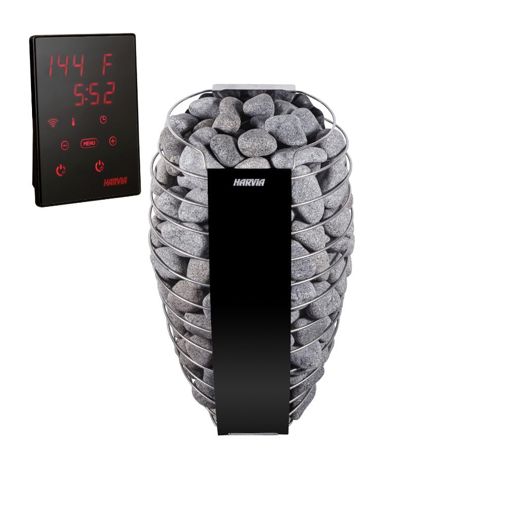saunalife GL4 Outdoor Sauna Kit, Garden Luxury-Series Outdoor DIY Sauna Kit, Thermo-Spruce, up to 4 Persons Bundles (Sauna Heater and Sauna Stones Included) (Harvia Spirit SP60E - WiFi Xenio)