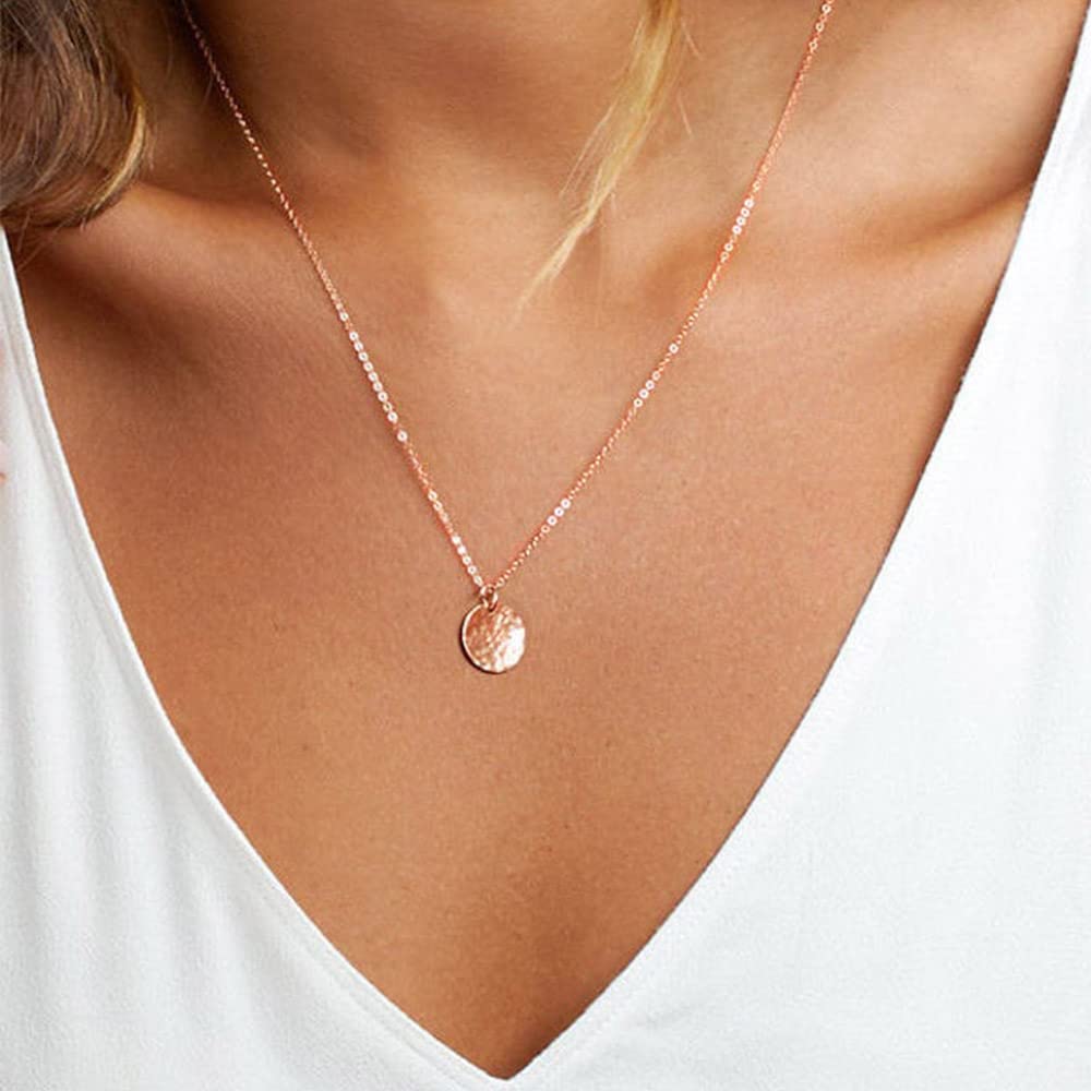 Turandoss Necklaces for Women - Dainty Layering Bar Necklaces for Women Adjustable Choker Necklace Simple Rose Necklace for Women