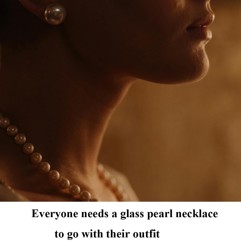 Pearl Necklace for Women, 6mm White Imitation Pearl Necklace, Round Faux Glass Pearl Necklace, Pearl Choker Necklace, Elegant Wedding Parties Necklace