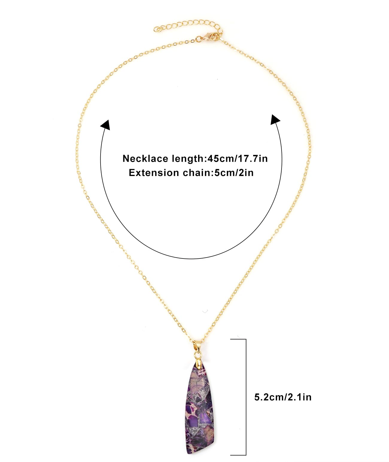 Wovanoo Nature Stone Necklaces for Women Boho Pendant Necklace 18K Gold Chain Necklaces Purple Gold