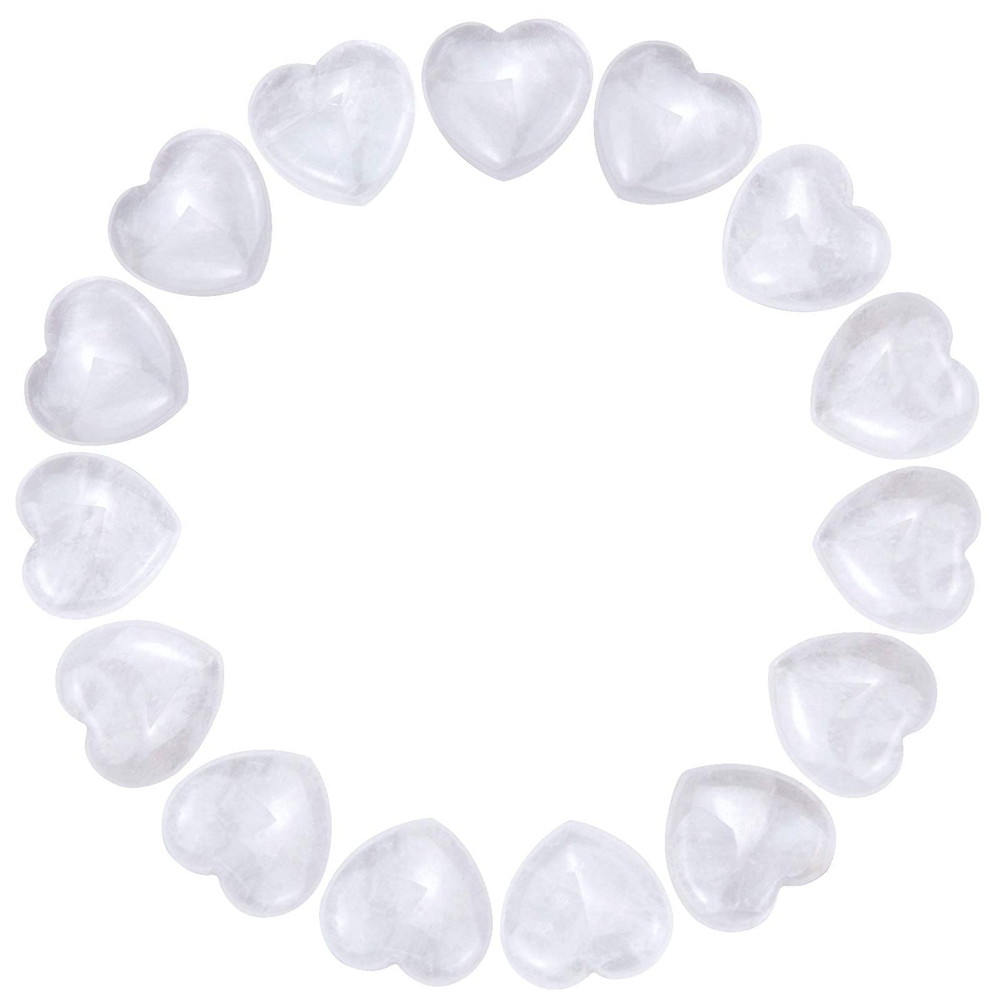 Marrywindix 15 Packs 0.8 Inch Healing Crystal Natural White Crystal Heart Love Carved Palm Worry Stone Chakra Reiki Balancing