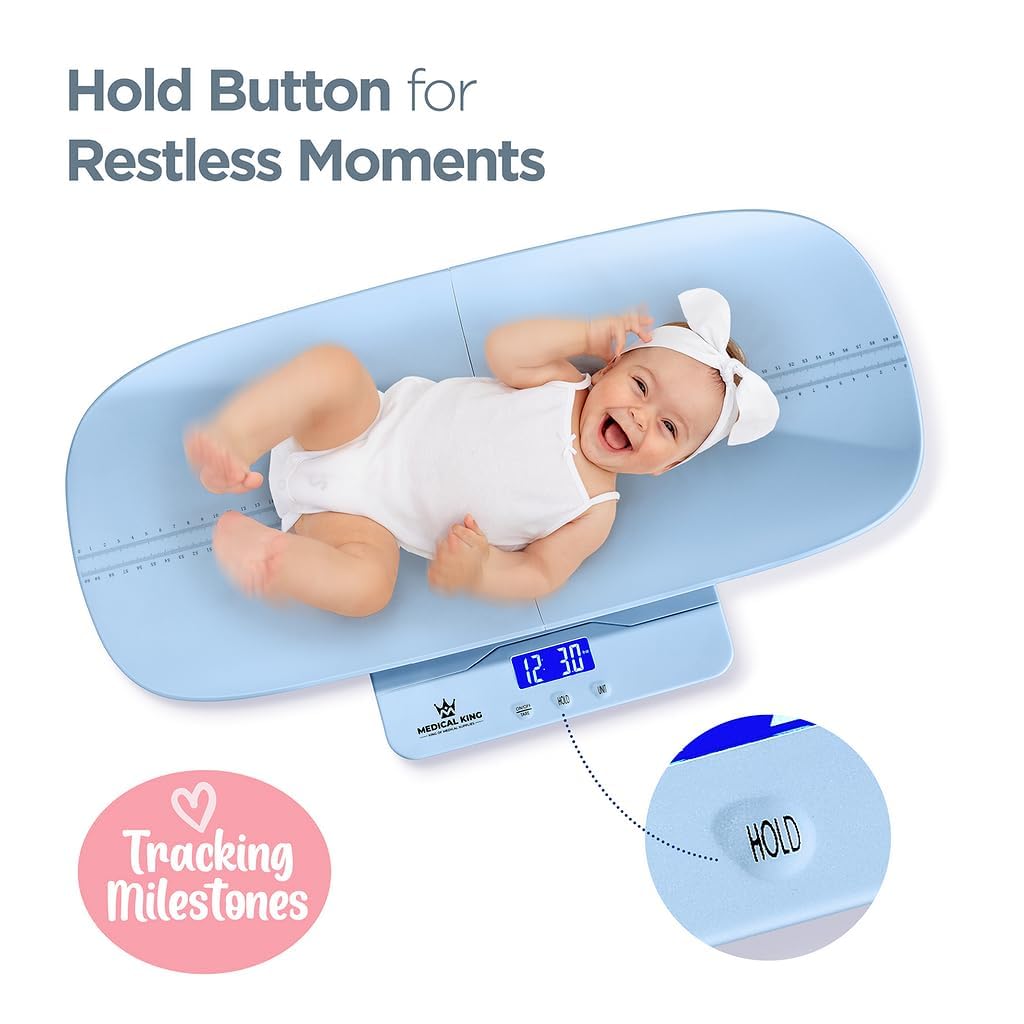 Medical King Digital Baby Scale - Multi-Function Infant & Toddler Scale, Collapsible Tray, 4 Modes, Backlit LCD, Auto-Off, 200 lbs Max (MK7064)