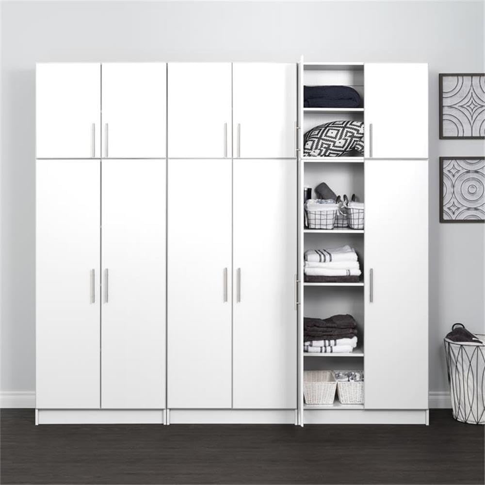 Prepac Elite Functional 6-Piece Garage Cabinets and Storage System Set D, Simplistic Garage Closet Shop Cabinets 16" D x 96" W x 89" H, White, WRSX-1013-6M