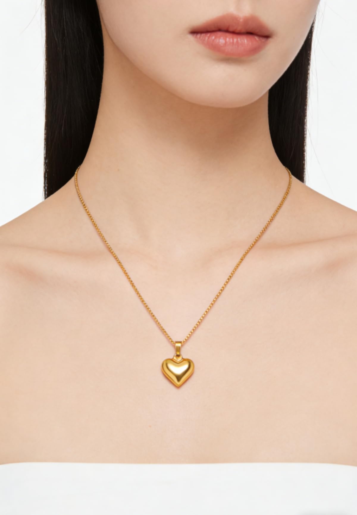 18k Gold Plated Heart Necklace for Women, Adjustable 18-20 Inch Love Heart Pendant Choker, Elegant Gift for Valentine's Day, Anniversary, Birthday for Her, Girlfriend, Wife (Asymmetrical Contemporary)
