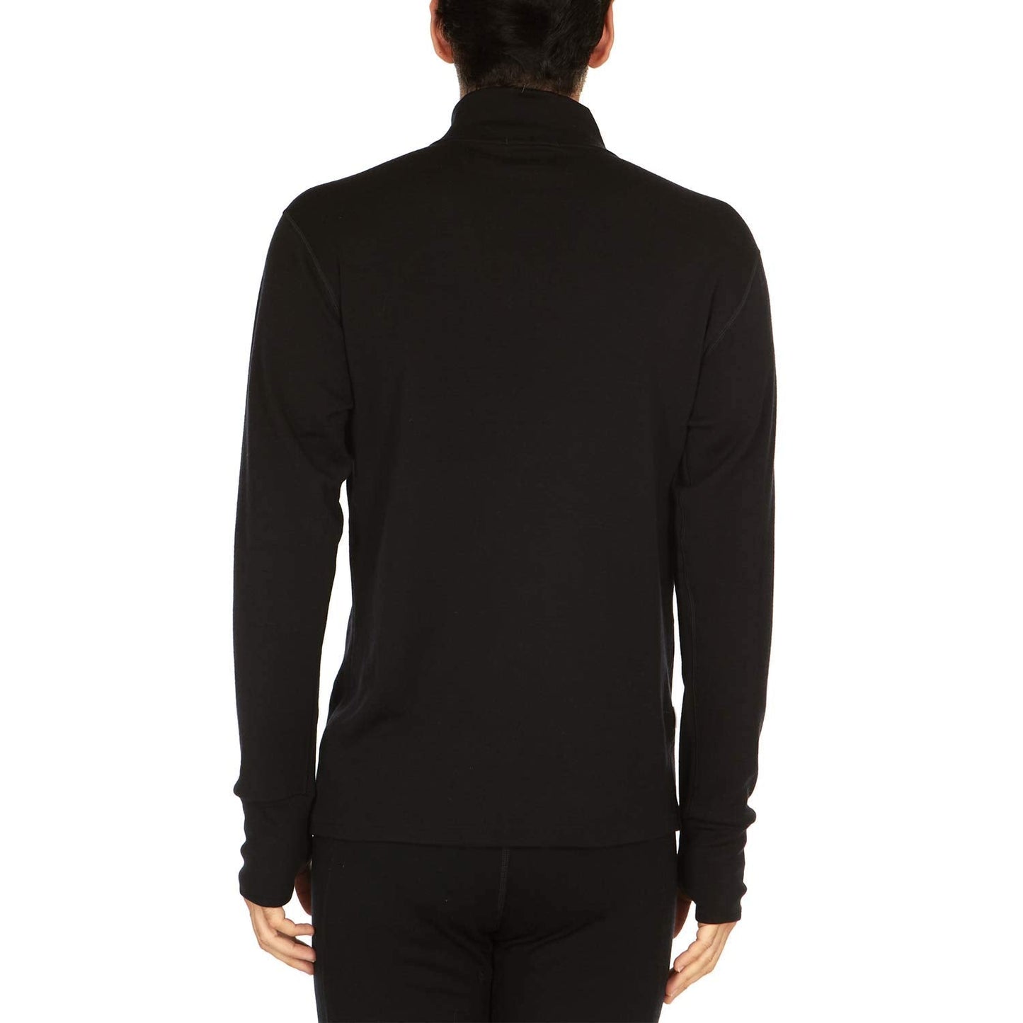 100% Merino Wool Quarter Zip - Mens Expedition Weight Mid Layer - Moisture Wicking - Anti Odor - Black - Large