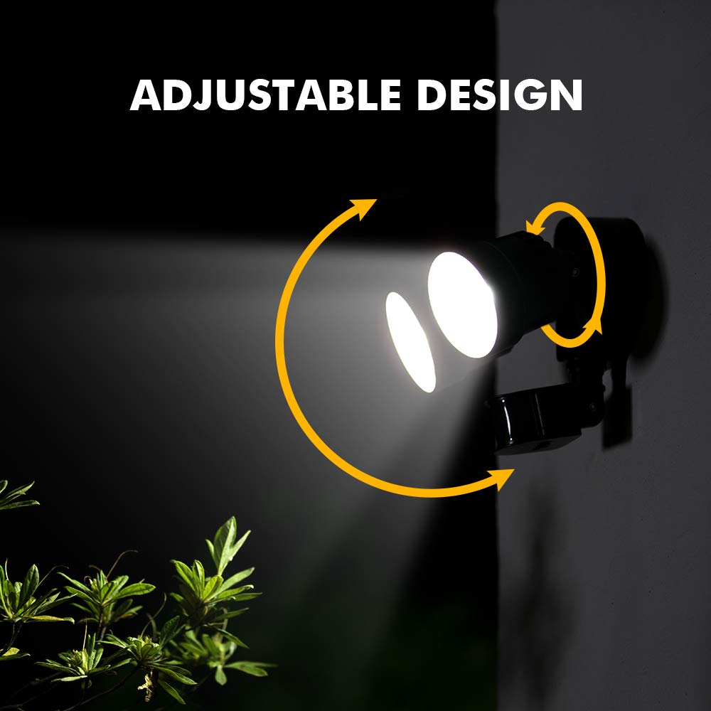 LUTEC Shrimp P6221B-PIR24 2000 Lumen 18 Watt 26 LED Motion Activated Integrated Dual-Head Floodlight Outdoor, IP54 Waterproof Exterior Security Wall Light for Patio, Garden, Yard-Black