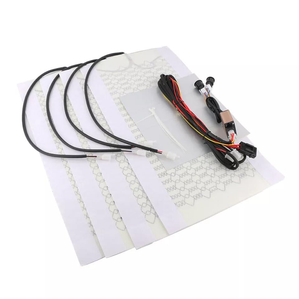 ZFQMGDD 4Pads Carbon Fiber Car Seat Heater Kit w/Switch 3 Level Assy auto Parts