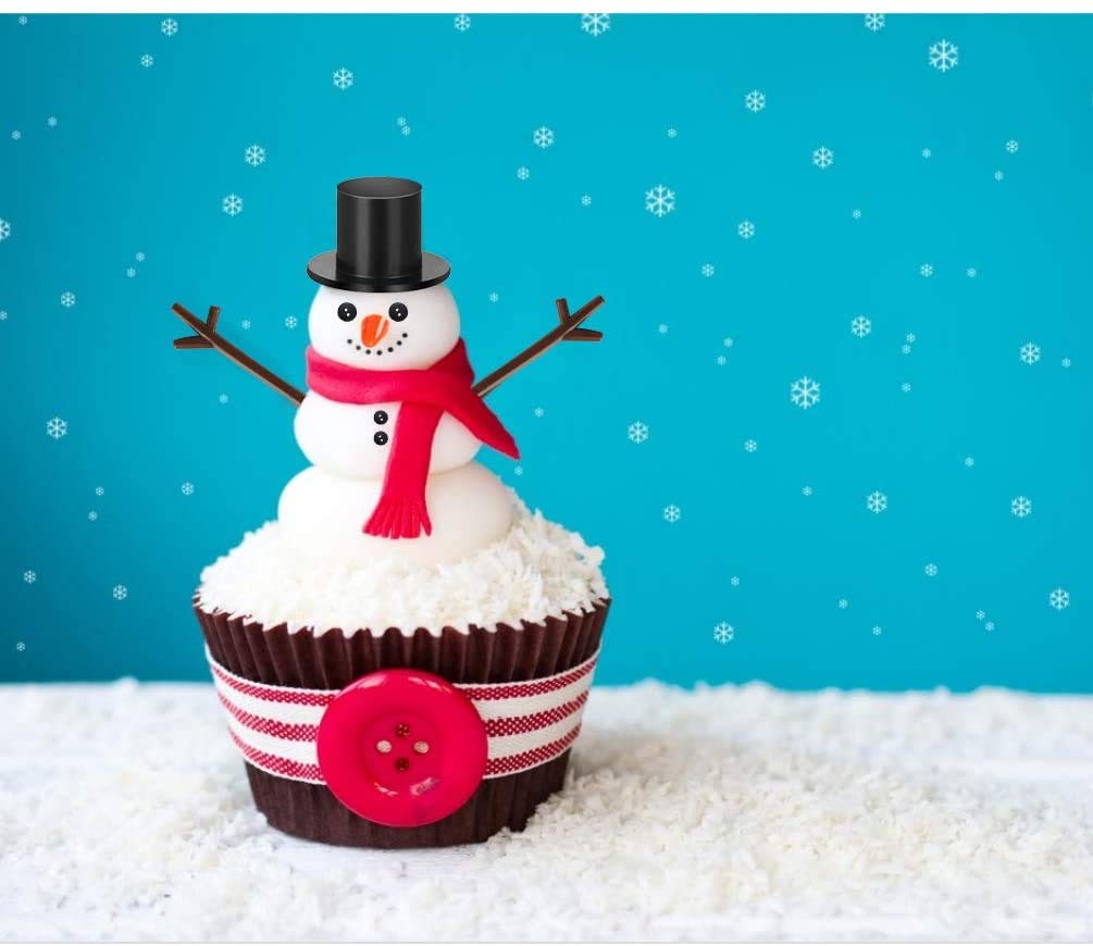 800pcs Christmas Snowman DIY Craft Kit Including 80 Mini Black Top Hats, 80 Carrot Snowman Noses, 160 Snowman Hands, 480 Tiny Black Buttons for Christmas DIY Snowman Crafting, Sewing, Party Supplies
