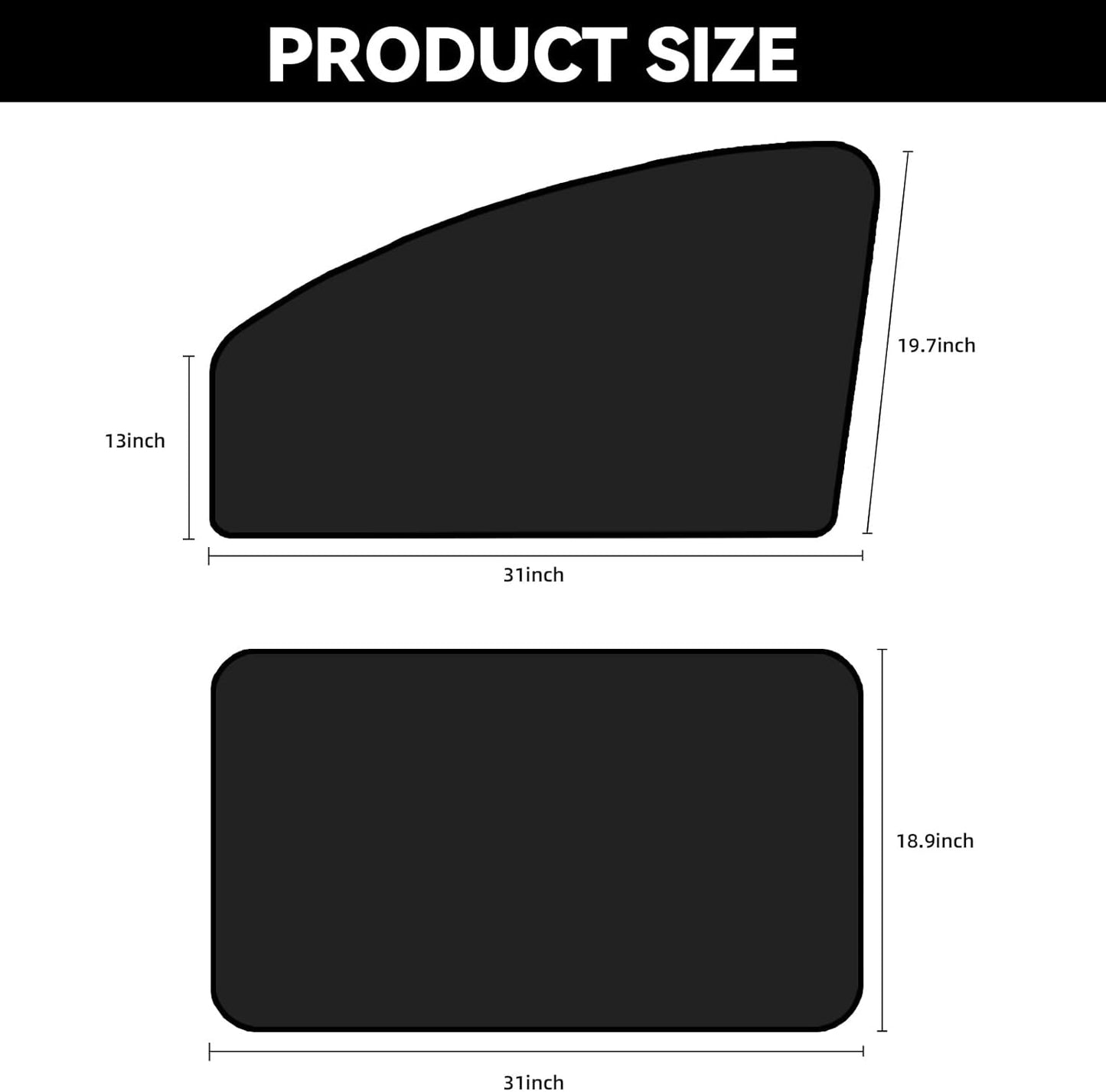QUICTO Car Window Sun Shades, Car Window Sun Protection Cover, Car UV Protection Cover, Car Seat Full Sun Shield, Camping Available, Universal Car Interior Accessories ,Double-Sided Black (4pcs)
