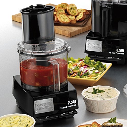 Waring Commercial WFP11S 2.5 Quart Food Processor, 3/4 HP Motor, Extra Large Feed Tube, Patented LiquiLock Seal Bowl System, Includes Grating, Shredding, Slicing, Whipping Disc and a Standard S blade for Chopping, Pureeing, and Emulsyfying, 120V, 5-15 Pha