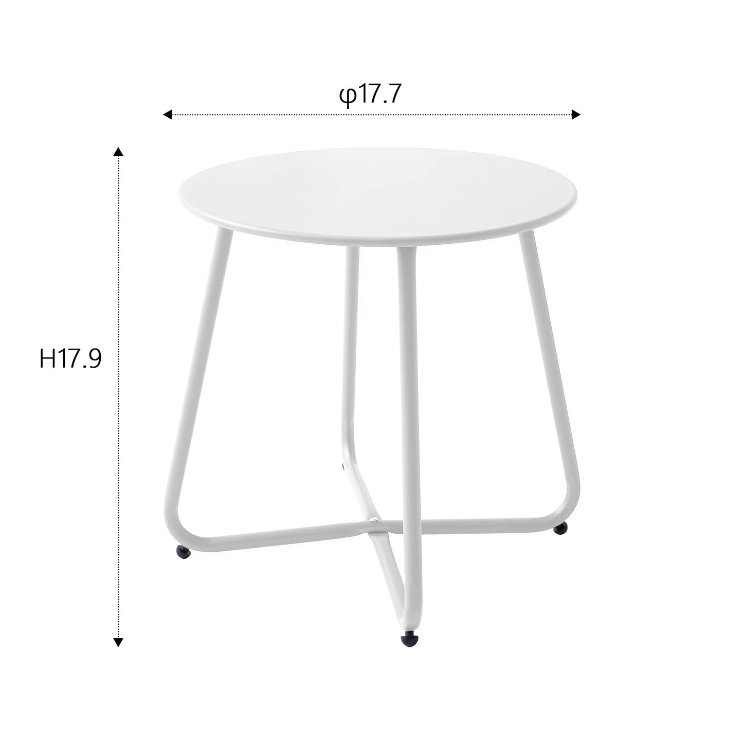 Meluvici Patio Outdoor Side Table Waterproof Round Metal Steel Small Side Table Weather Resistant Portable Outdoor and Indoor End Table for Garden Balcony Yard, White