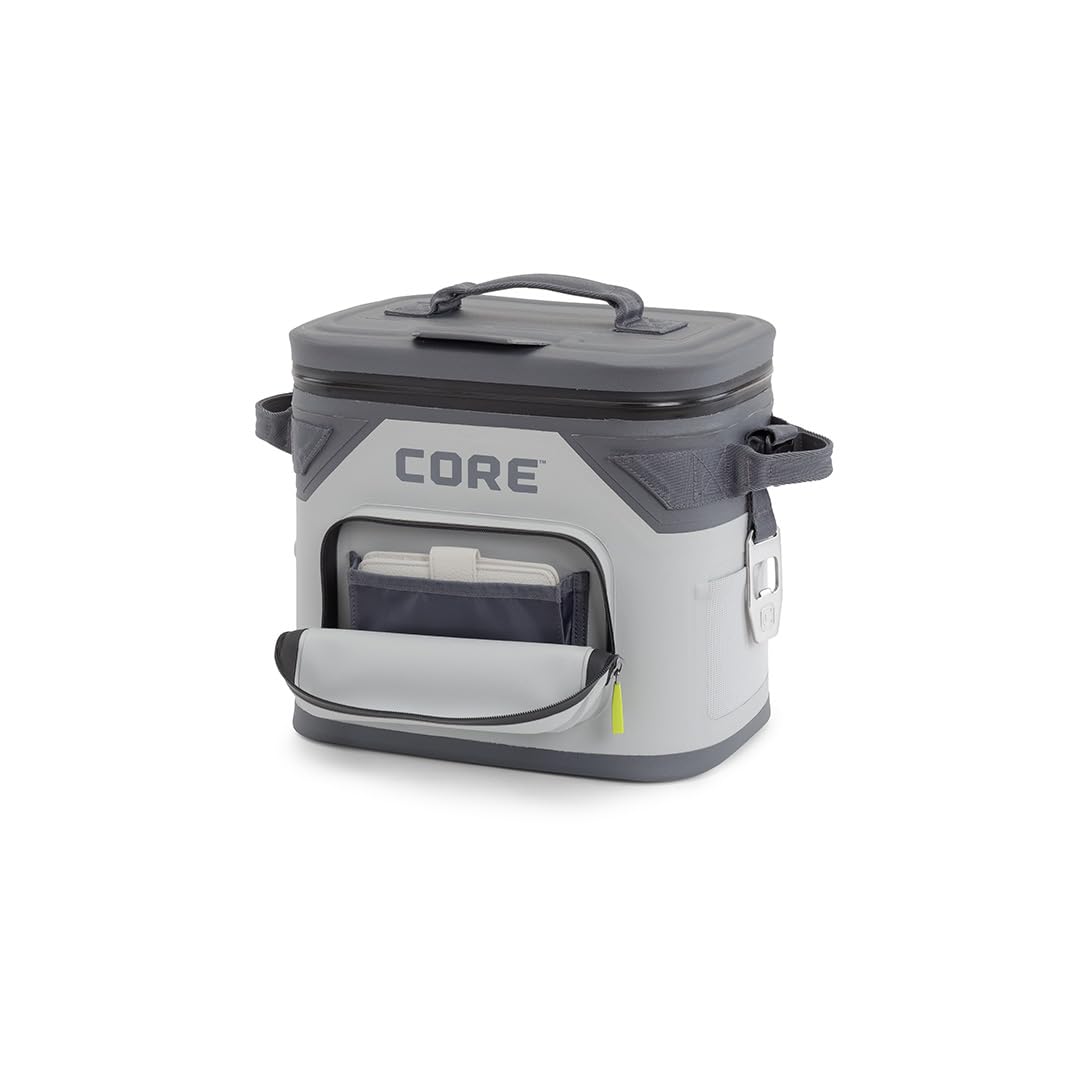 CORE Magnetic Leak Proof 12 Can Soft Cooler with Waterproof Zipper | Insulated Bag Portable Ice Chest Box | Best Soft Cooler for Food & Beverages for Tailgating, Car Camping, and Family Beach Picnics