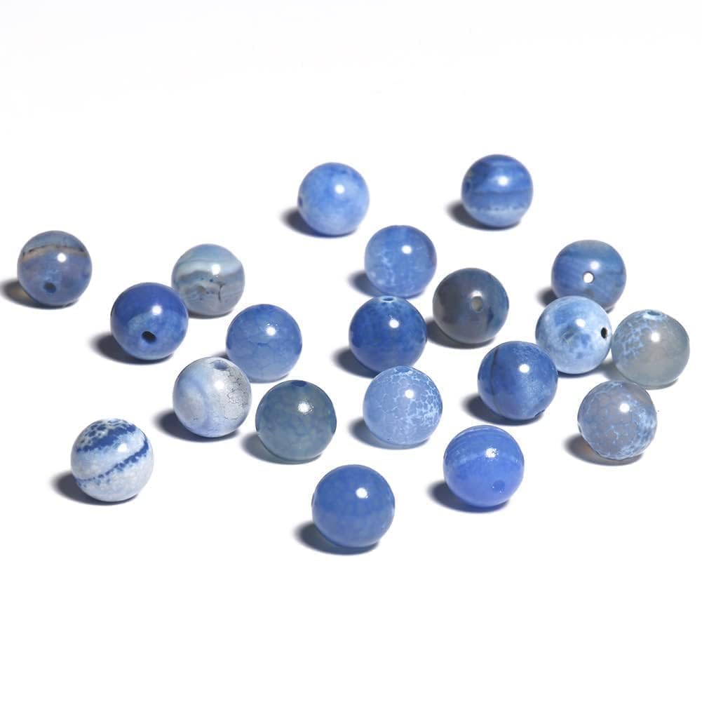 Yochus 60pcs Blue Fire Agate Stone Beads,6mm Healing Power Natural Stone Round Loose Beads for Jewelry Making Earring Necklace DIY Crafts
