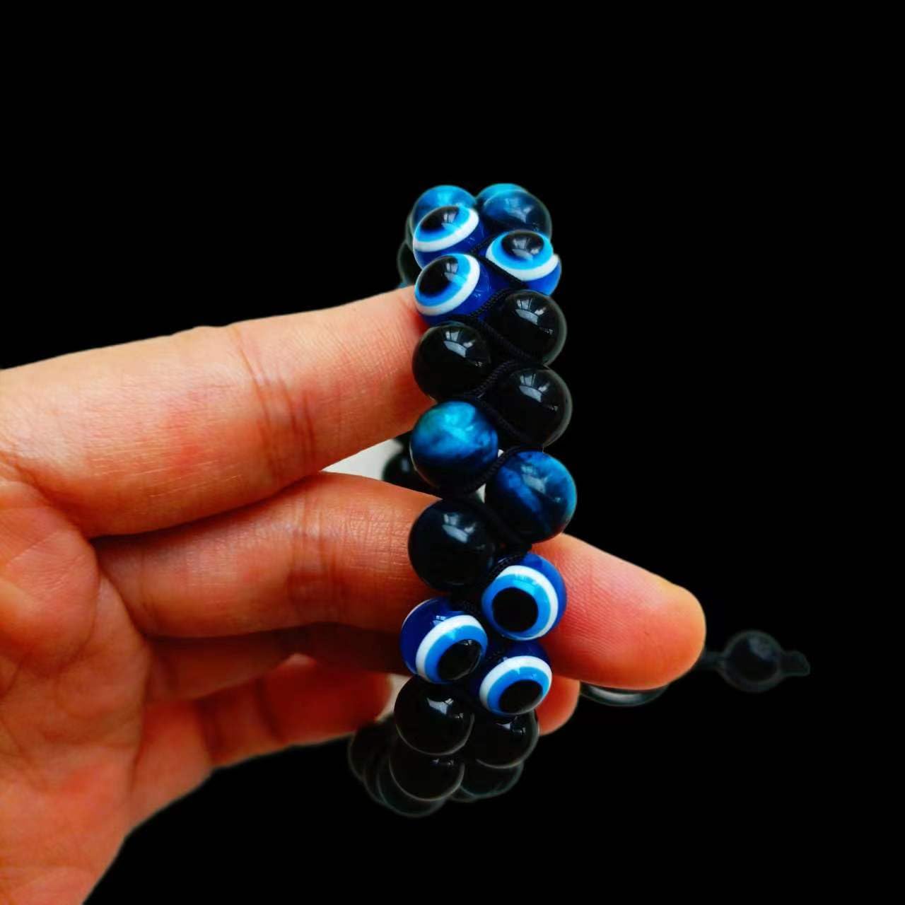 Evil Eye Bracelets for Men Women - Triple Protection Bracelet - Tiger Eye and Black Obsidian Chakra Energy Healing Bracelet - 8mm Beads Good Luck Prosperity and Happiness Crystal Jewelry Stone