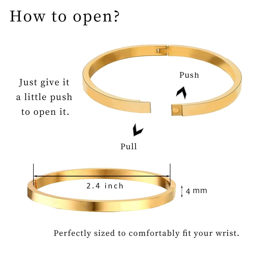 MARYLAX Gold Bangle Bracelets for Women, Trendy Dainty 14K Gold Plated Oval Bangles Bracelet for Women, Stackable Friendship Bracelets Love Bangle Christmas Birthday Gifts