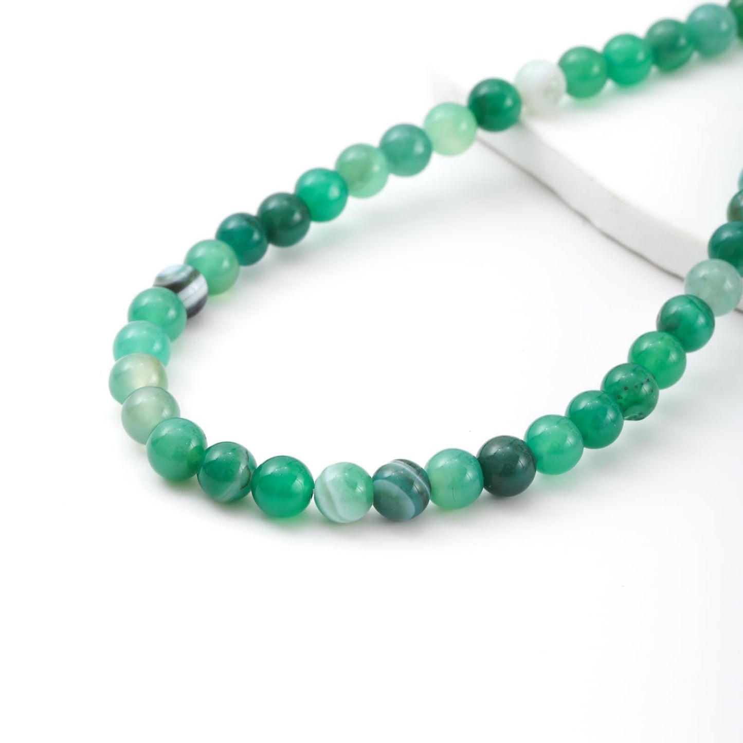 10mm 38pcs DIY Natural Green Striped Agate Stone Beads Round Healing Crystal Gemstone Loose Beads for Jewelry Making Handmade Bracelet Necklace