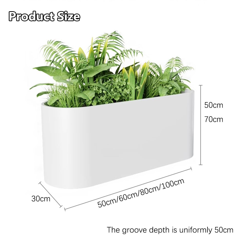 Sions Freestanding Planter Garden Beds, Outdoor Galvanized Planter Raised Garden Boxes, Raised Vegetable Gardens and Balcony Plant Tray Planting Beds,White 80cm*30cm*50cm