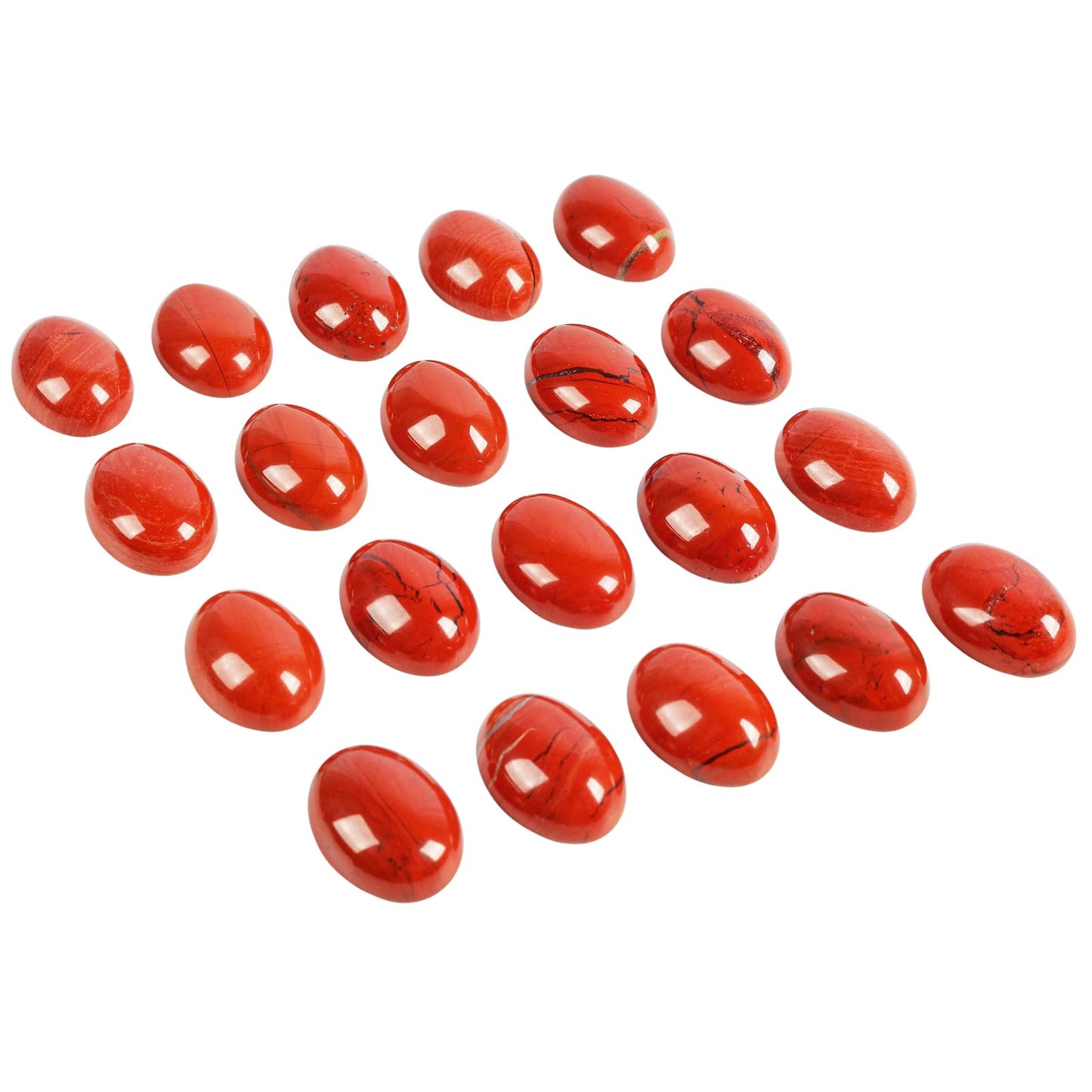 Casaper Natural Red Jasper Oval Cabochons Beads for Jewelry Making, Polished Cab Flat Back Cab Stone Crafts, 13x18mm, Pack of 10