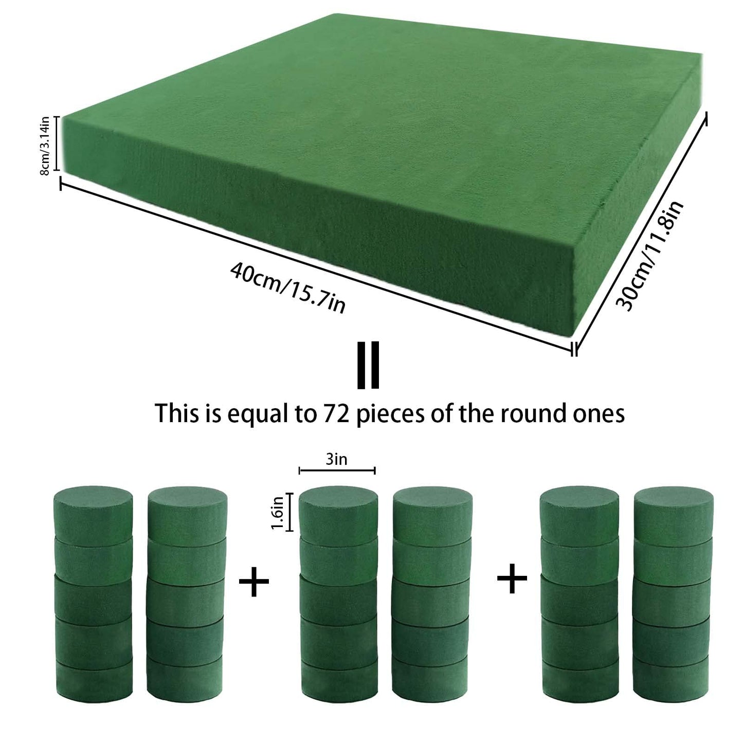 Prashent Dry & Wet Floral Foam Bricks, 15.7 x 11.8’’ Large Green Styrofoam Foam Blocks for Fresh Artificial Flowers Arrangements Wedding Florist Supplies Arts & Crafts Project