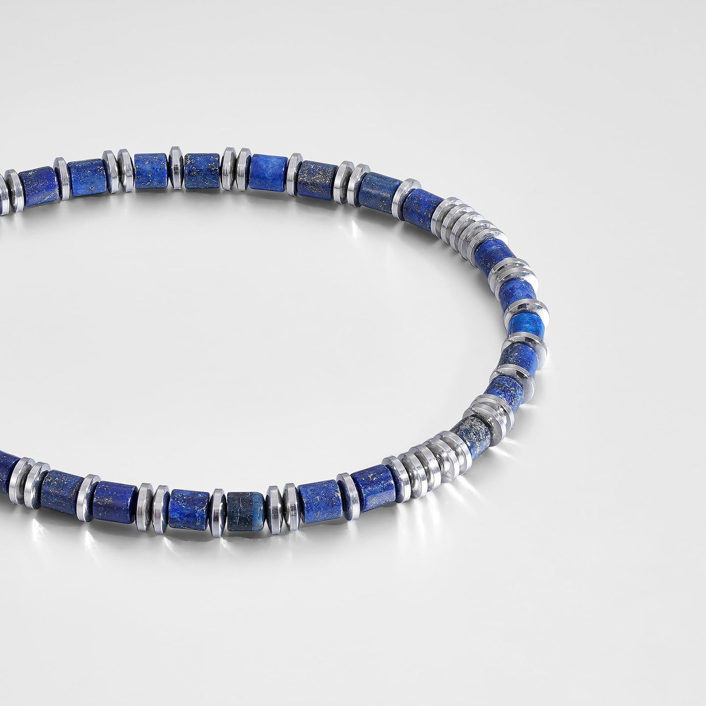 Holamonte Beaded Bracelets for Men, Link Bracelet Matched with Handmade Natural Stone, Adjustable Retractable Cord, Men's Chakra Protection Bracelet Gifts(Blue)