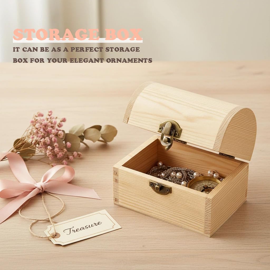 Ami.Todfo Heart-Shaped Unfinished Wooden Box with Lid, Natural Pine Wood DIY Craft Storage Box for Jewelry, Gift, and Valentine's Day Decoration, Unpainted Wooden Keepsake Box, 5.1x5.1x2.8 Inch